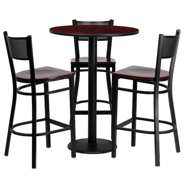 Carnegy Avenue 4-Piece Mahogany Top/Mahogany Wood Seat Table and Chair Set