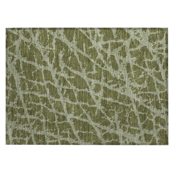HomeRoots Green 2 ft. x 3 ft. Abstract Indoor/Outdoor Area Rug
