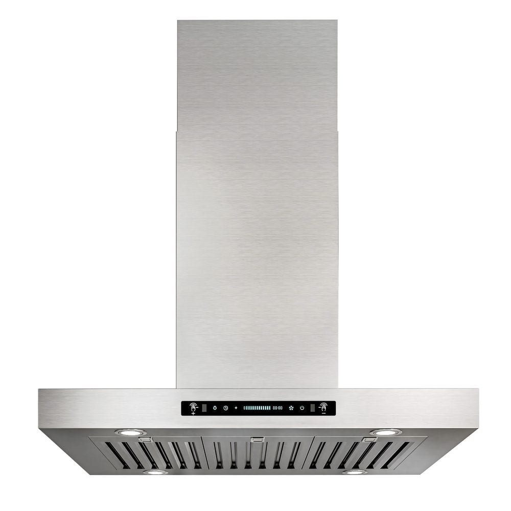 36 in. 900 CFM Ducted Island Range Hood in Stainless Steel 4-Speed, Touch and Gesture Control, 4-LEDs
