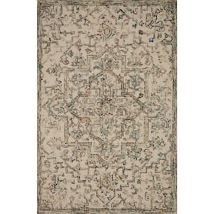 Halle Grey/Ocean 5 ft. x 7 ft. 6 in. Traditional Wool Pile Area Rug