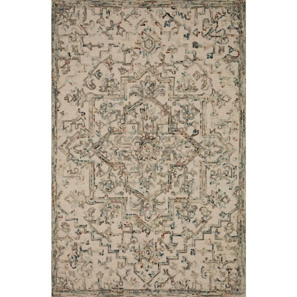 LOLOI II Halle Grey/Ocean 8 Ft. 6 In. x 12 Ft. Traditional 100% Wool Area Rug