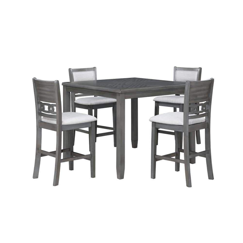 Gia Gray Wood 5-Piece Counter Height Dining Set