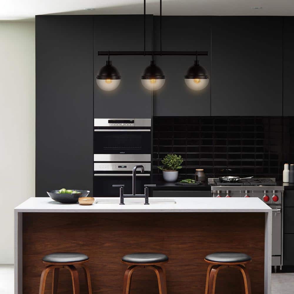 Caleb Industrial Rustic 33" Oil-Rubbed Bronze LED Linear Pendant