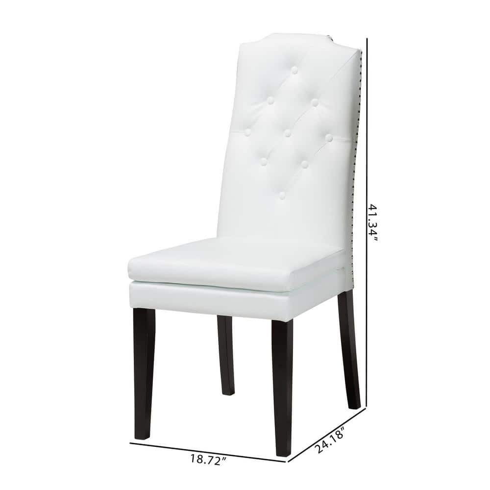 White Faux Leather Button-Tufted Parsons Dining Chair Set