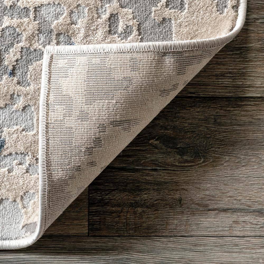 Light Grey Abstract Reversible Synthetic Area Rug 7x9