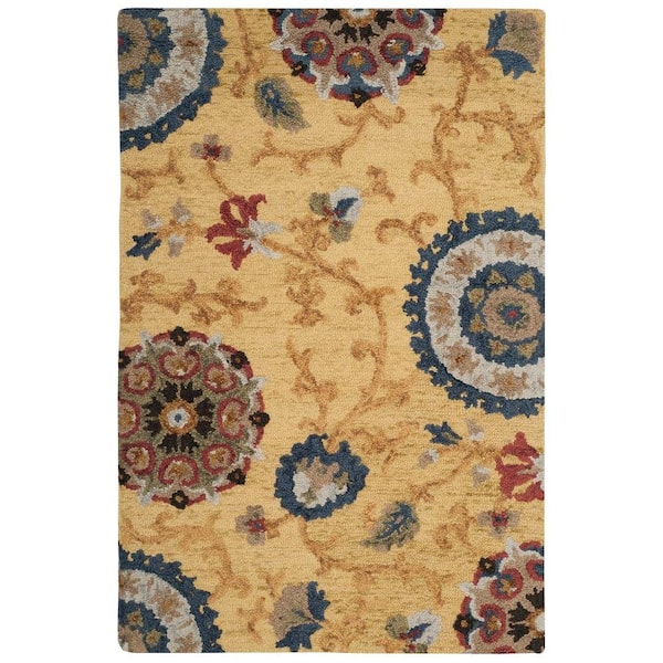 Blossom Gold/Multi 4 ft. x 6 ft. Floral Area Rug
