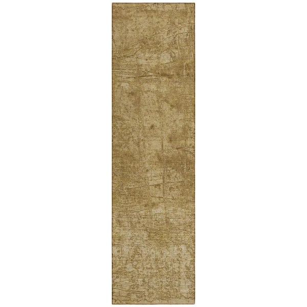 Tan 2 ft. x 8 ft. Woven Abstract Runner Indoor/Outdoor Area Rug