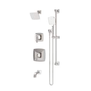 Oak HydroMersion Double Handle Tub and Shower Trim Kit with Hand Spray in Satin Nickel (Valve Not Included)