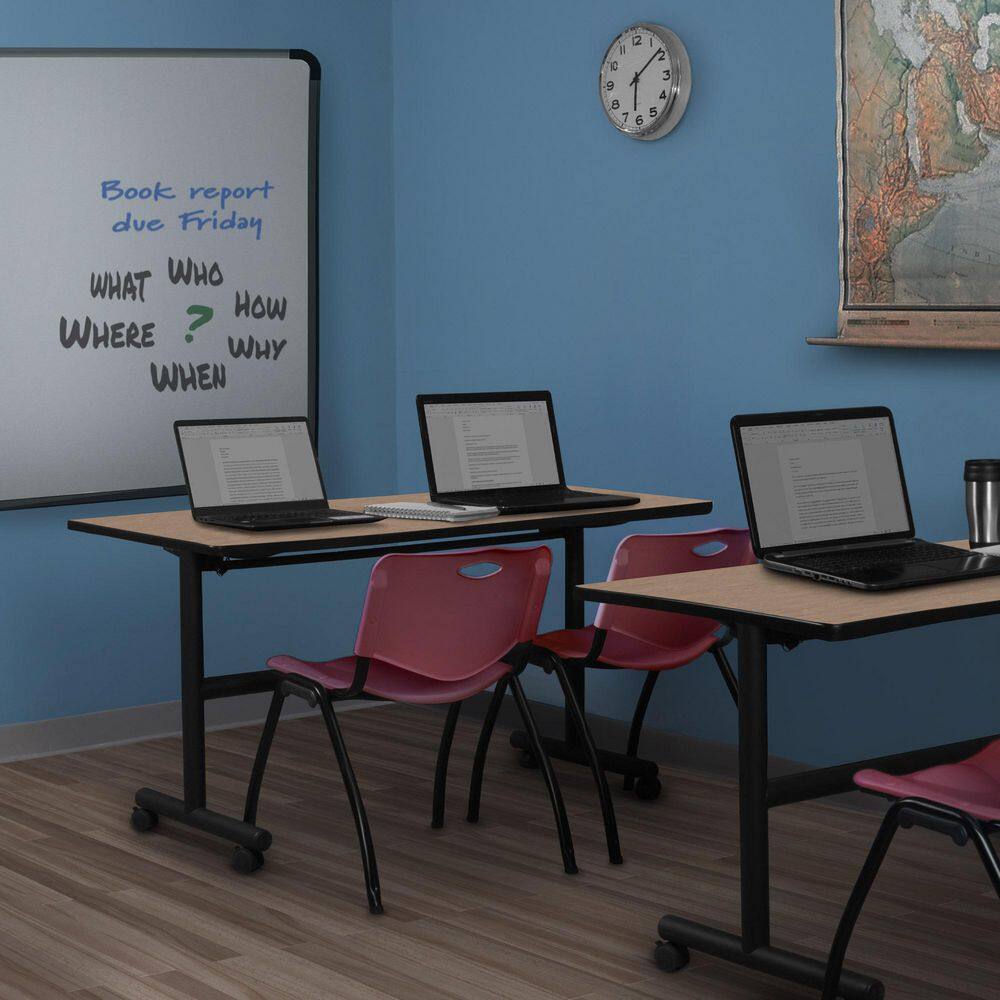 Regency Kobe 60 in. x 24 in. Noble Oak Flip-Top Training Nesting Table ...