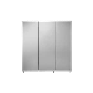 30 in. W x 30 in. H x 5 in. D Frameless Tri-View Surface-Mount Medicine Cabinet with Easy Hanging System in White