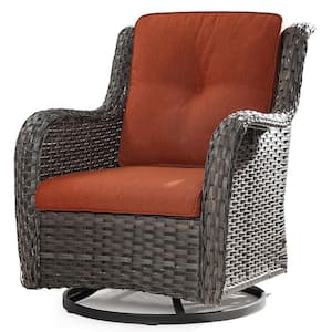 Costway Rattan Wicker Patio Glider Outdoor Rocking Chair with Orange ...