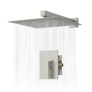 1-Spray Patterns with 1.8 GPM 10 in. Wall Mount Rain Fixed Shower Head in Brushed Nickel