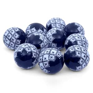 3 in. Blue and White Medallions Porcelain Ball Set