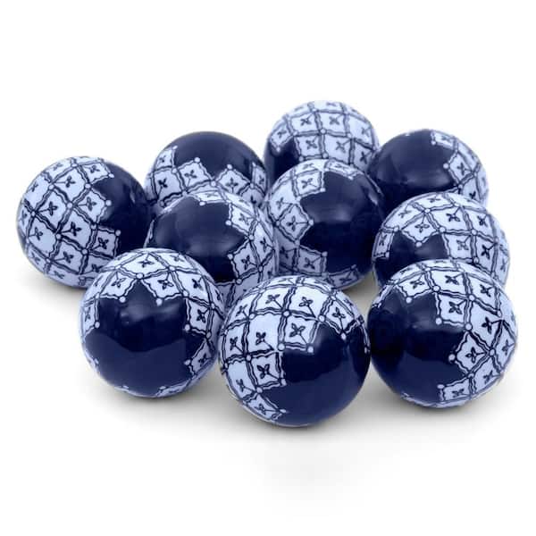 Oriental Furniture 3 in. Blue and White Medallions Porcelain Ball Set
