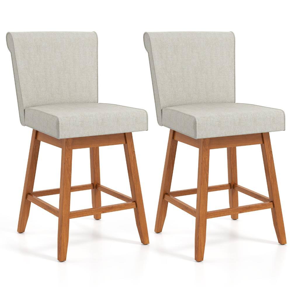 Set of 2 27 in. Swivel Counter Height Bar Chairs with Rubber Wood Legs, Beige price history on PriceWatchPro