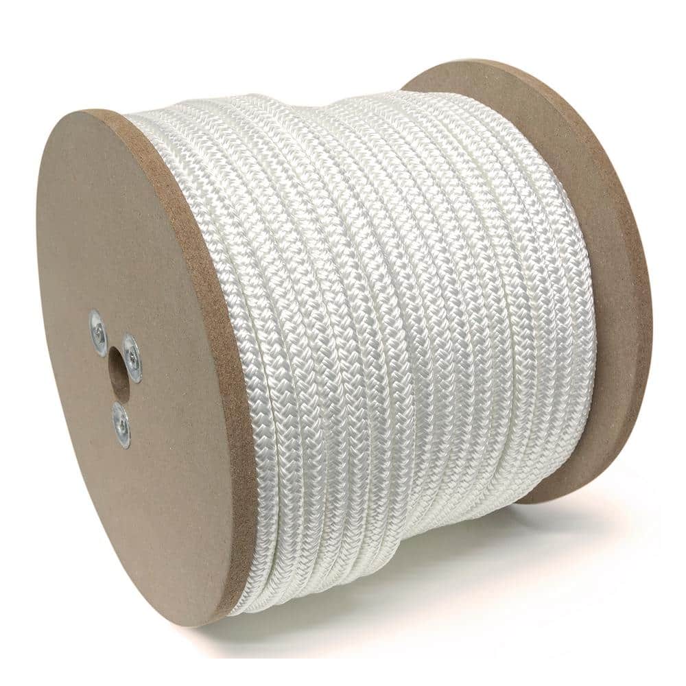 KingCord 1/2 in. x 300 ft. Nylon Marine-Grade Double Twin Braid Rope, White  300641 - The Home Depot