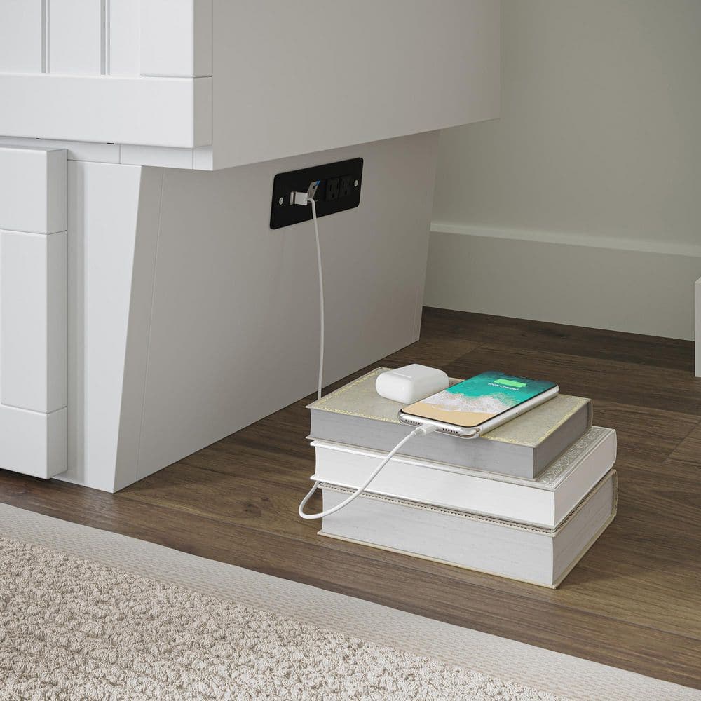 Nantucket White Twin Murphy Bed Chest with Storage Drawers