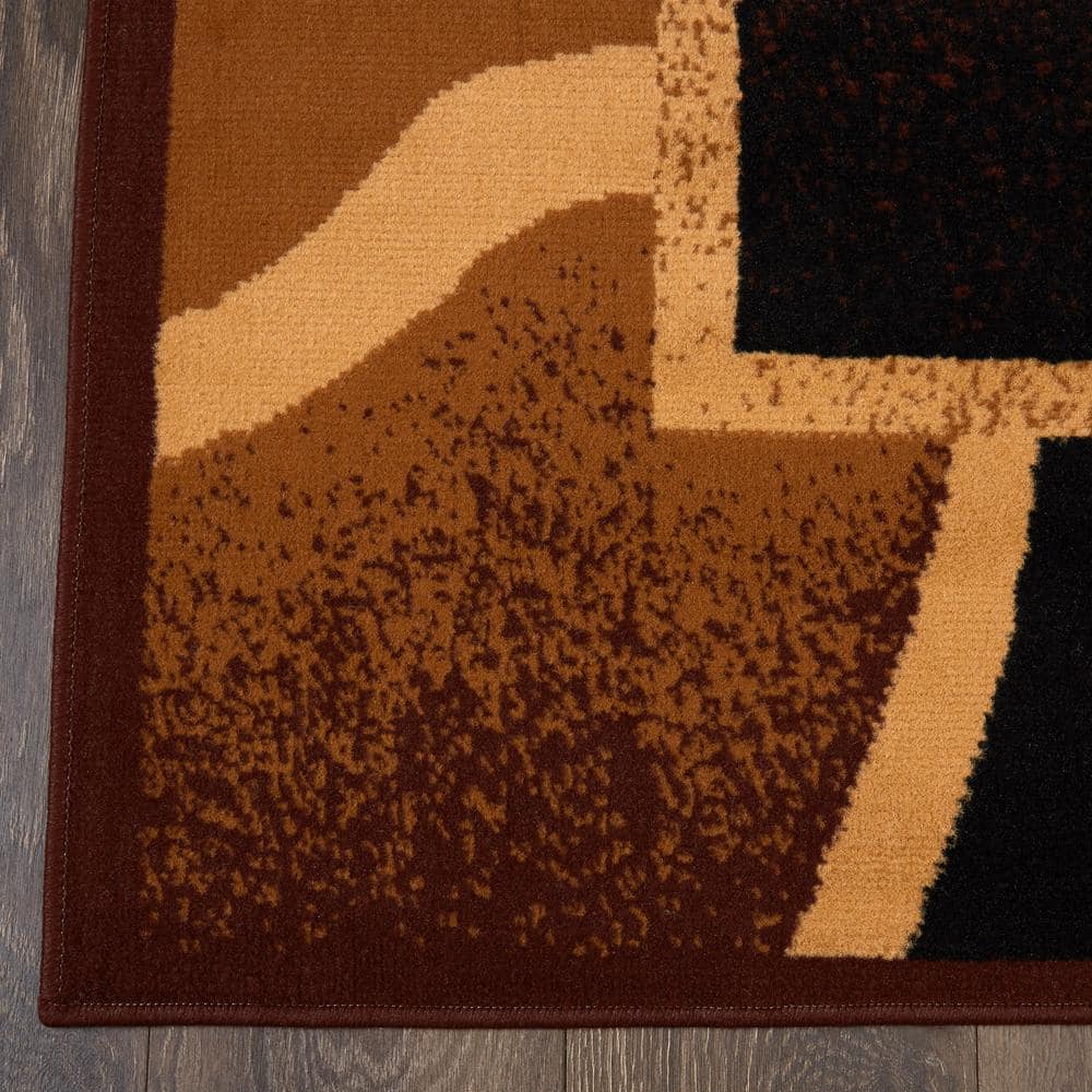 Home Dynamix Premium Brown and Beige Abstract Border Area Rug