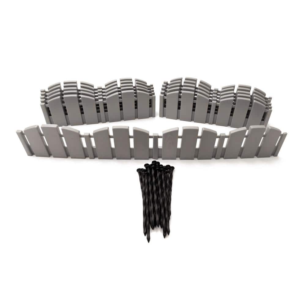 Gray Plastic No-Dig Landscape Edging Kit with Anchoring Spikes