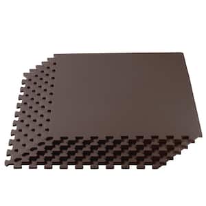 Brown 24 in. W x 24 in. L x 3/8 in.Thick Multipurpose EVA Foam Exercise/Gym Tiles (12 Tiles/Pack) (48 sq. ft.)