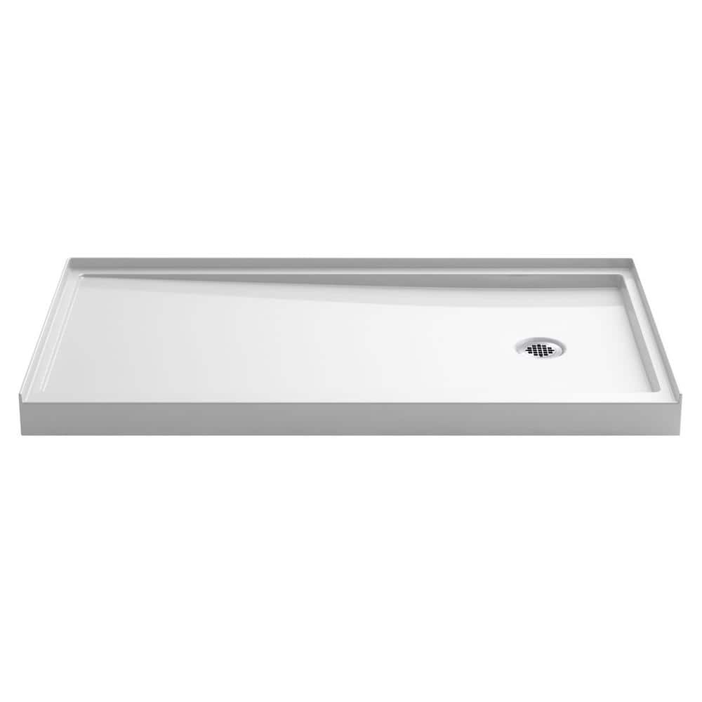 Rely Collection K-8458-0 60"" x 32"" Alcove Single Threshold Shower Base with Textured Floor and Right Hand Drain in -  Kohler
