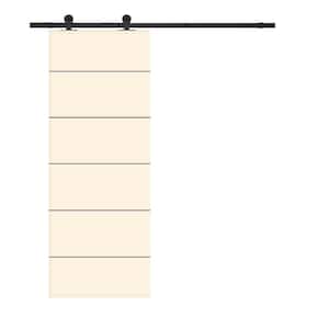 Modern Classic Series 30 in. x 80 in. Beige Stained Composite MDF Paneled Interior Sliding Barn Door with Hardware Kit