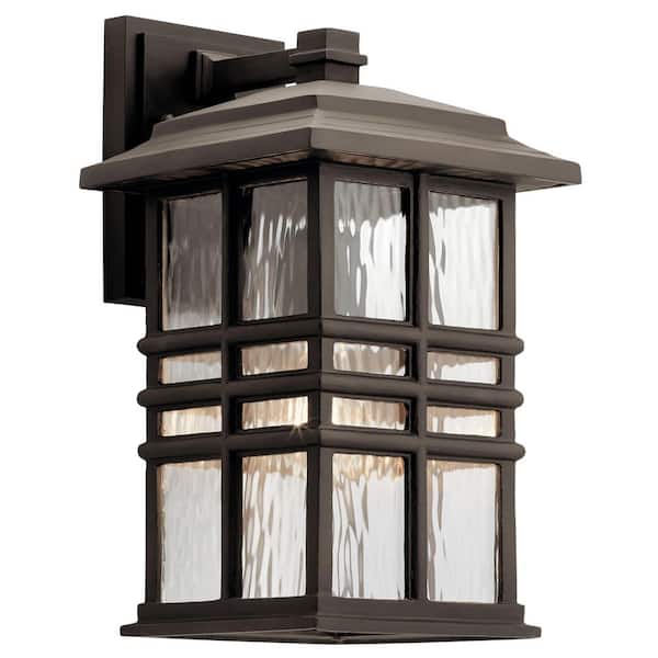 Beacon Square 14.25 in. 1-Light Olde Bronze Outdoor Hardwired Wall Lantern Sconce with No Bulbs Included (1-Pack)
