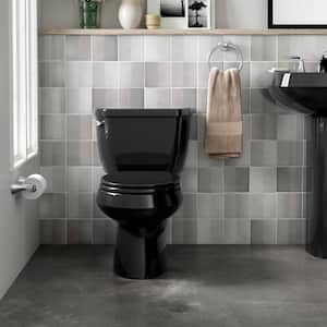 Wellworth 12 in. Rough In 2-Piece 1.28 GPF Single Flush Round Toilet in Black Black Seat Not Included