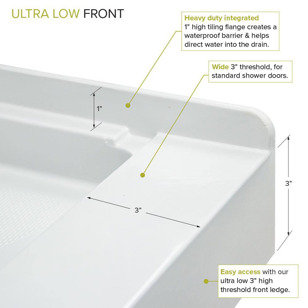 Transolid 48" x 32" White Transtone Shower Base