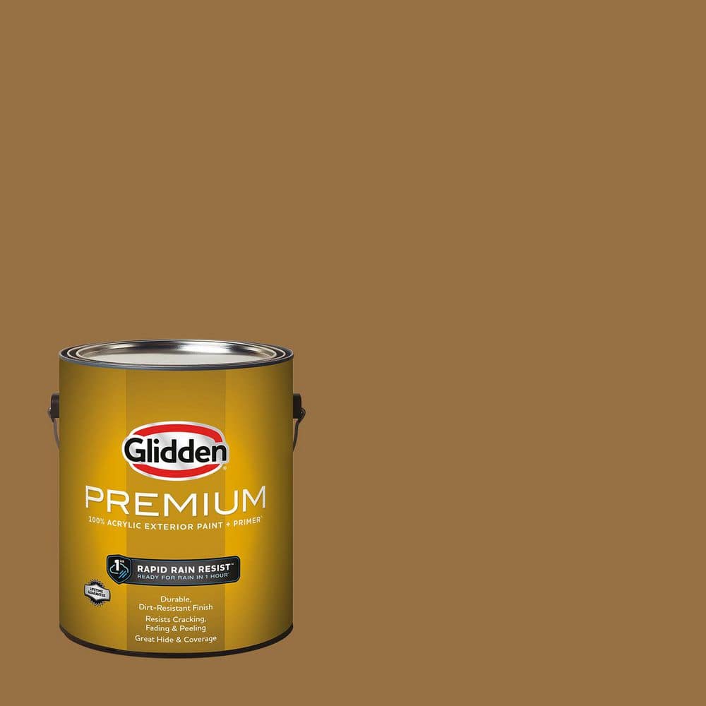 Glidden Premium 1 gal. PPG1087-7 Chewy Caramel Semi-Gloss Exterior