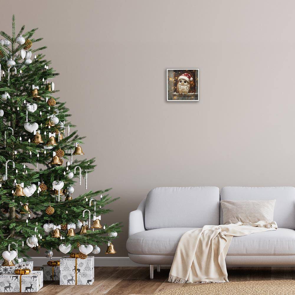 Festive Owl with Holiday Lights by Riley B White Framed Animal Giclee Art Print 12 in. x 12 in. price history on PriceWatchPro