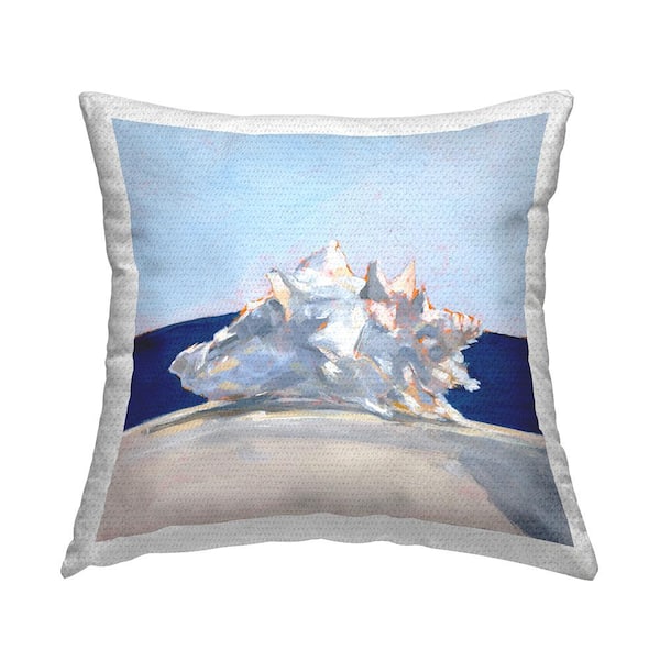 Stupell Industries Blue Modern Conch Shell Blue Square Outdoor Throw Pillow