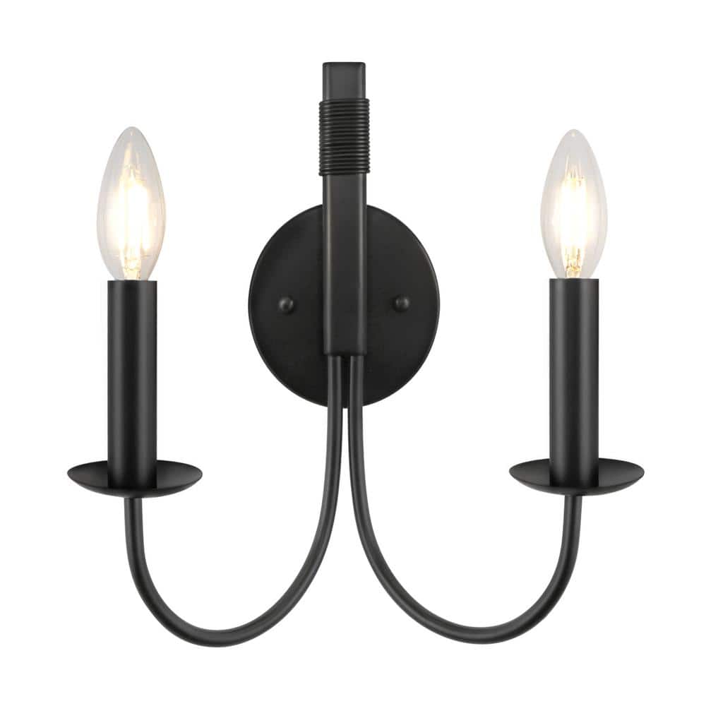 2-Light Mini Simple Black Candle Style Wall Sconce for Living Room Bedroom