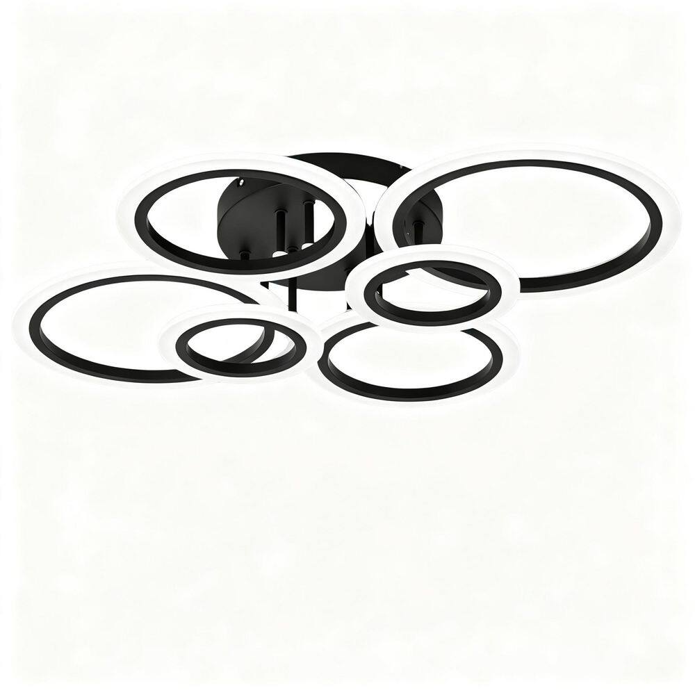 37.5 in. Round Matte Black Modern 8-Ring Integrated LED Flush Mount Ceiling Light 100W 4000K for Living Room Bedroom price history on PriceWatchPro