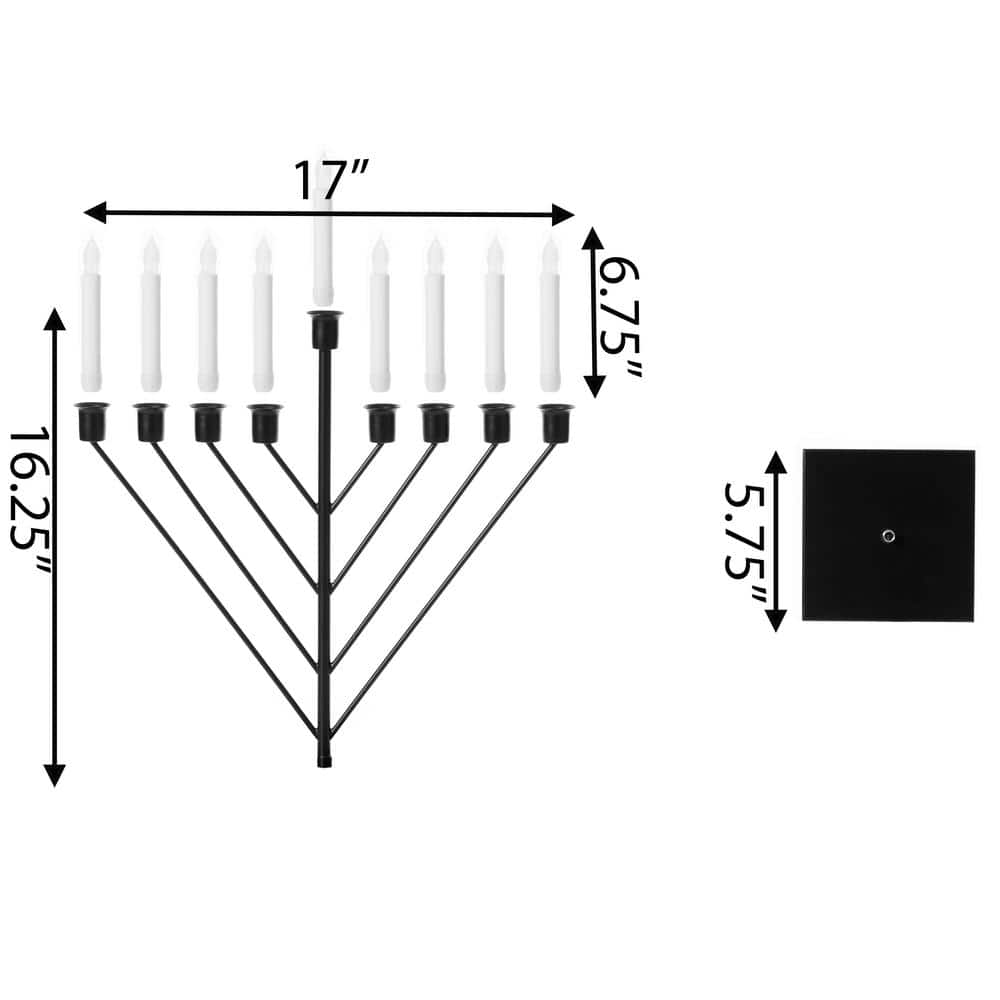 Black and White LED Flameless Hanukkah Menorah Candelabra