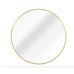 39 in. W x 39 in. H Round Framed Wall Mounted Bathroom Vanity Mirror in Gold