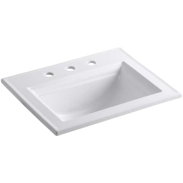 Kohler Memoirs Stately Drop In Vitreous China Bathroom Sink White With Overflow Drain K 2337 8 0 - How To Secure A Drop In Bathroom Sink