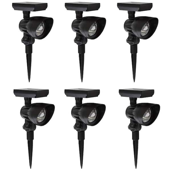 Hampton Bay 50 Lumens Solar Black Outdoor LED Landscape Spotlight (6-Pack)