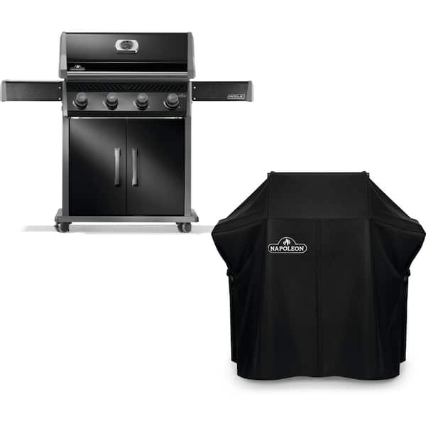 Rogue 525 Propane Gas Grill, Black, 4-Burner, Stainless Steel Grids with Grill Cover