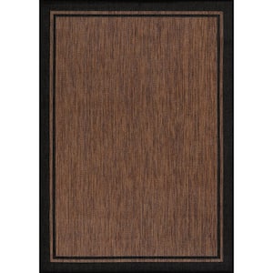 Hawaii Brown/Black 5 ft. x 7 ft. Bordered Indoor/Outdoor Area Rug