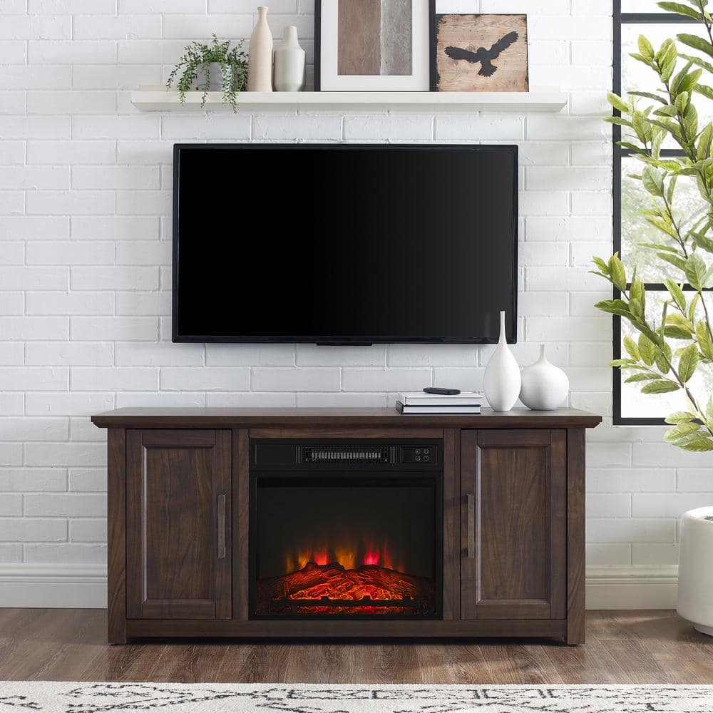 Camden 48" Dark Walnut TV Stand with Electric Fireplace