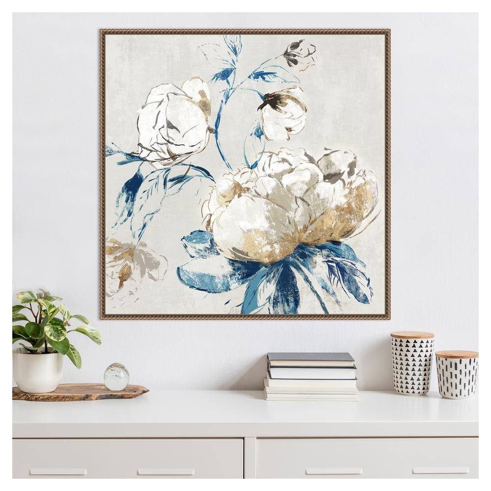 Gold Rosa II 30" Floral Canvas Print with Bronze Frame