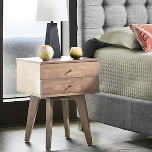 Light Charcoal 2-Drawer Wood Finish Nightstand