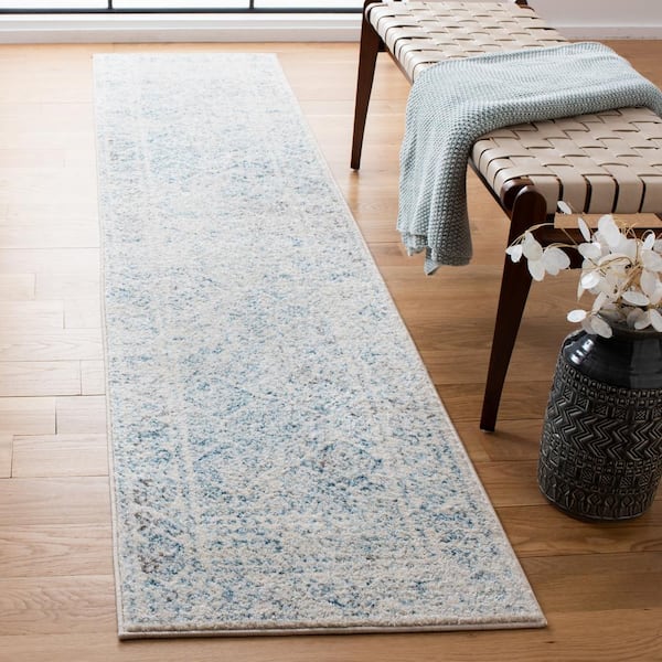 Tulum Ivory/Turquoise 2 ft. x 13 ft. Border Runner Rug