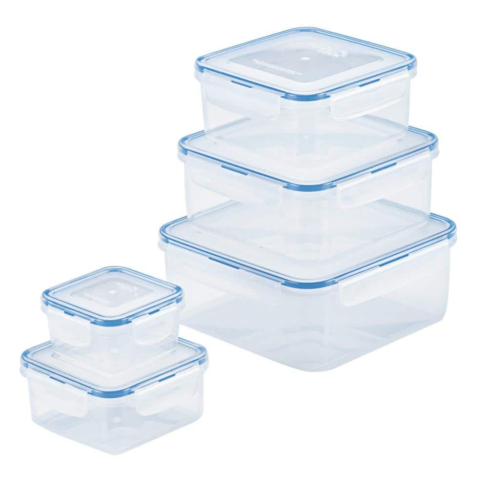 10 Pcs Always Fresh Plastic Food Storage Containers Set With Color Coded Lids