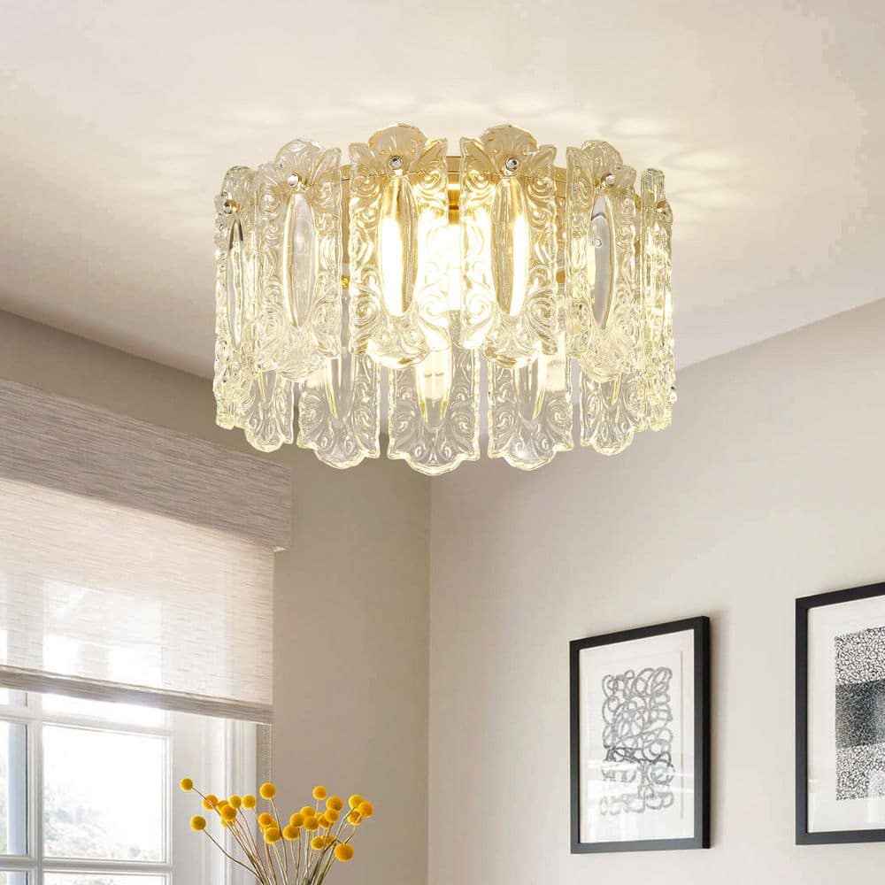 11.81 in. 7 Watt Modern Gold Integrated LED Flush Mount with Clear Crystal Shade for Living Dining Room Restaurant Study price history on PriceWatchPro