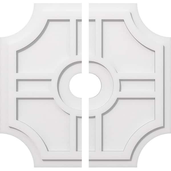 Ekena Millwork 1 in. P X 8-1/2 in. C X 26 in. OD X 4 in. ID Haus Architectural Grade PVC Contemporary Ceiling Medallion, Two Piece