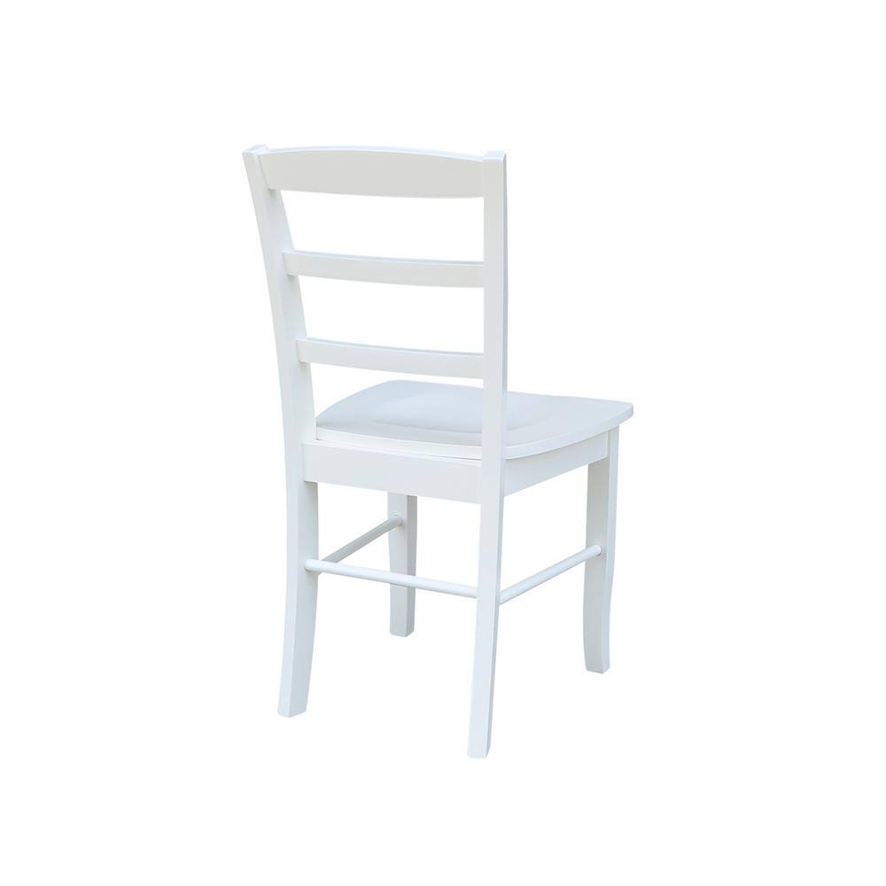 Elegant White Solid Parawood Ladderback Side Chair Set