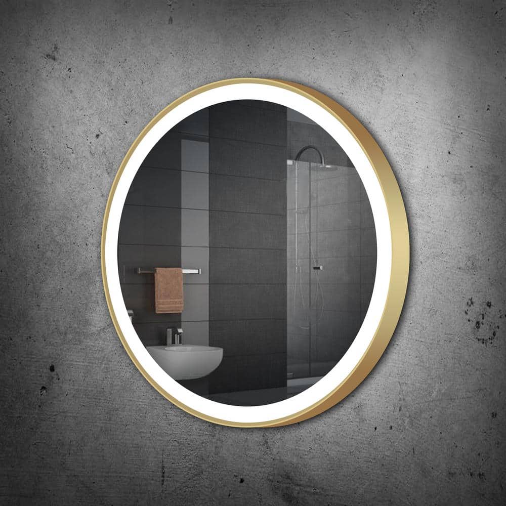 32 in. W x 32 in. H Round Gold Framed Wall Mounted Bathroom Vanity Mirror 6
