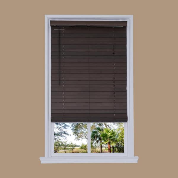 Unbranded Cut-to-Width Walnut Cordless 2 in. Distressed Faux Wood Blind - 18.5 in. W x 72 in. L